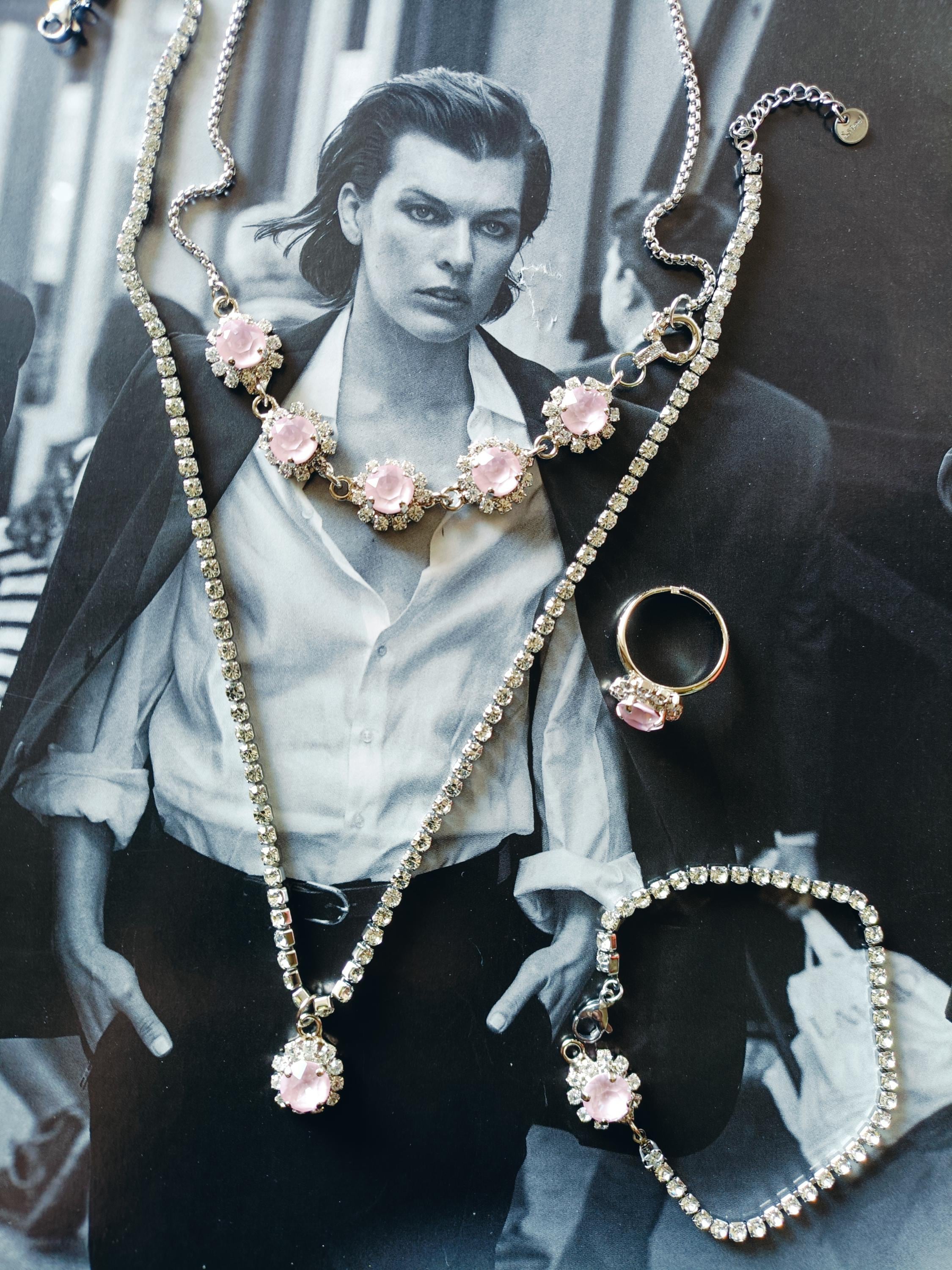 SWAROVSKI スワロフスキー クリスタルテニス　 ネックレス スワロフスキークリスタルテニスネックレス：シエロローザフラワー