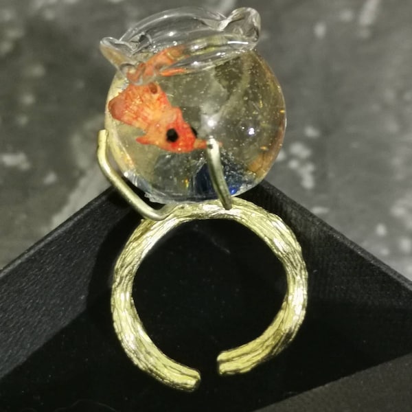 Bague bocal à poissons, bague de maison de poupée, bague d'été, kidult, bague de mer italienne, gitane