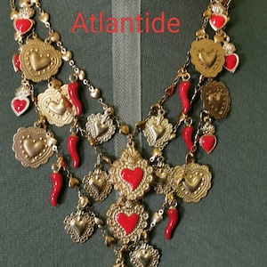 Sacred Heart Charm Necklace, Italian Good Luck Amulet