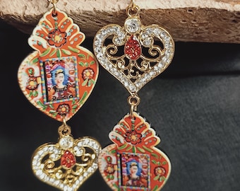 Herz-Jesu Ohrringe Frida in der Liebe, mexikanische Ohrringe