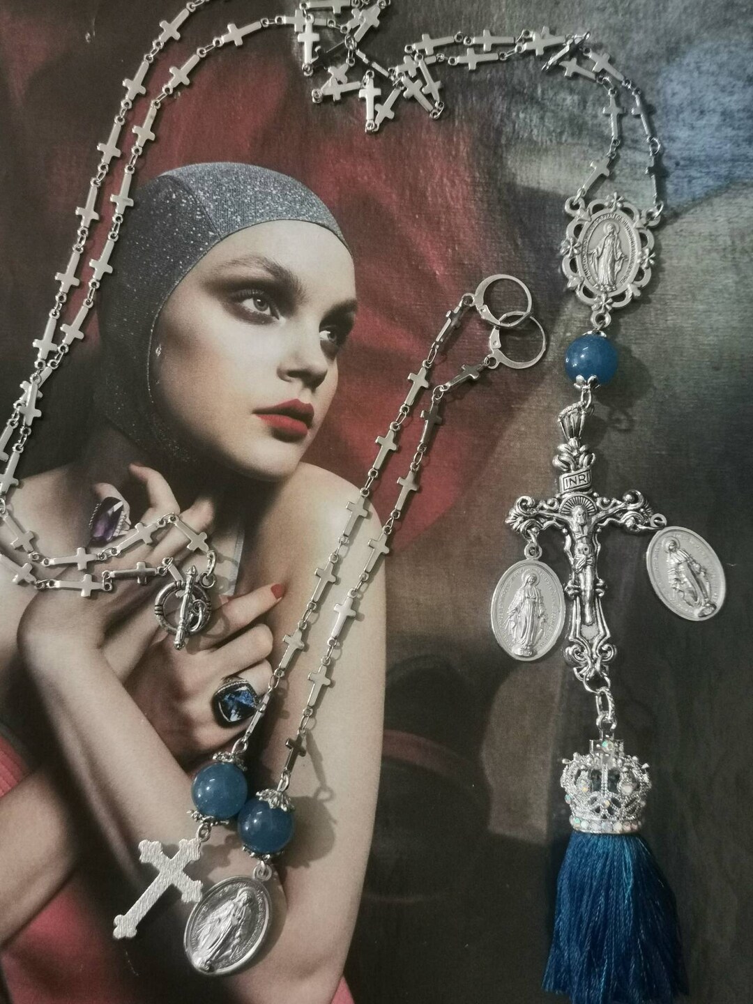 Medaglia Miracolosa Argento BOBIJOO Collana Medaglia Vergine Maria Miracolosa - Argento Acciaio Inox Con Catena 45cm Gioiello Religioso Catena Serpente - Foto 3