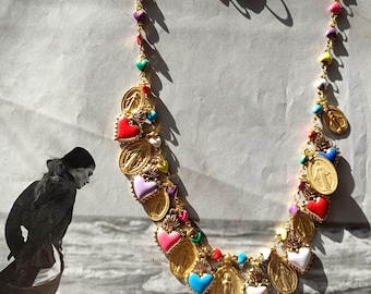 ALLEGRIA, collana con ciondoli Madonnina, collana Sacro Cuore, collana cattolica italiana, collana con ciondoli,Madonnine