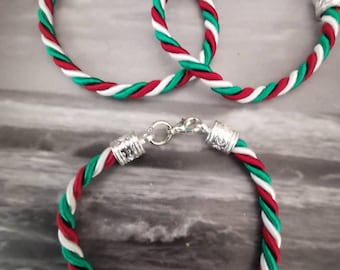 ITALIANI, bracciale Italia uomo o donna, amicizia italiana, bracciale uomo, cordino in seta