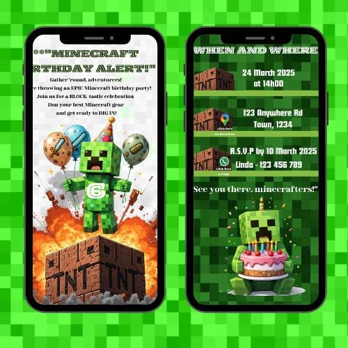 Minecraft Interactive Digital Invitation