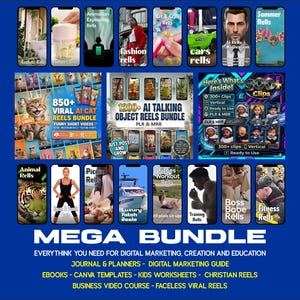 Mega Bundle Digitale Produkte | Canva Vorlagen, Reels, eBooks Kurse & Trainings | Business, Kids, Bildung, Marketing-Ressourcen,PLR | MRR