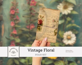 Vintage Floral Junk Journal Folio Set