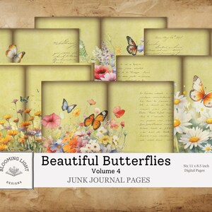 Beautiful Butterflies Junk Journal Paper Set Volume 4