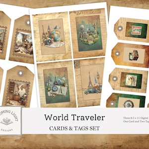 World Traveler Junk Journal Cards & Tags Set