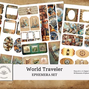 World Traveler Junk Journal Ephemera Set