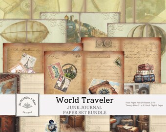 World Traveler Junk Journal Paper Set Bundle