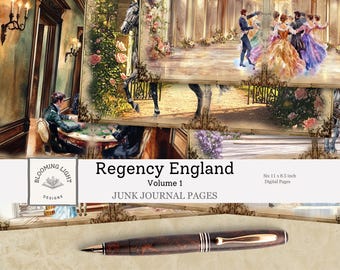Regency England Junk Journal Paper Set Volym 1