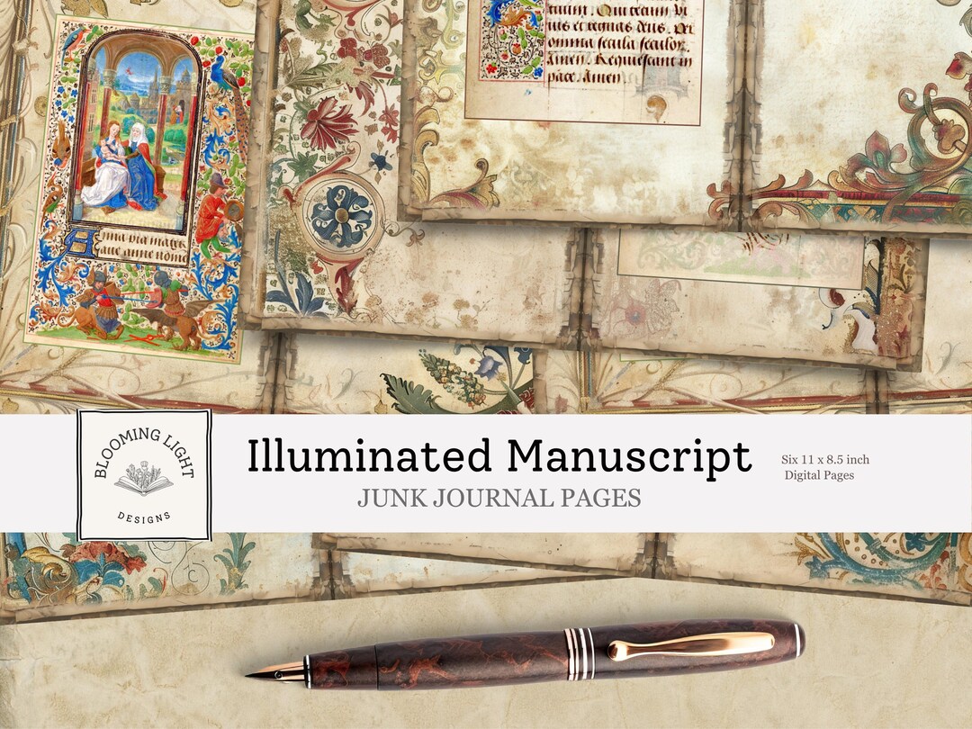 Illuminated Manuscript Junk Journal Paper Set - Etsy