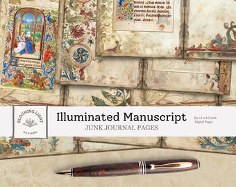 Illuminated Manuscript Junk Journal Paper Set
