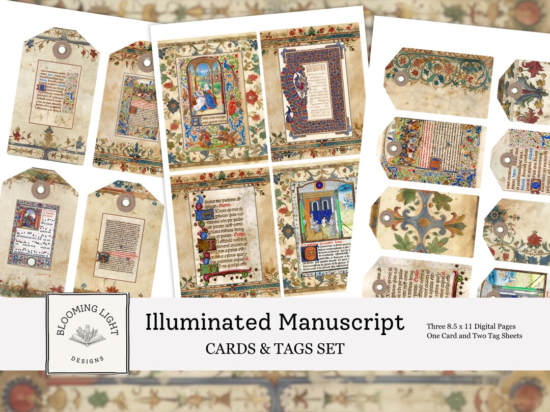 Illuminated Manuscript Junk Journal Cards & Tags Set - Etsy