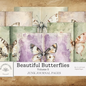 Beautiful Butterflies Junk Journal Paper Set Volume 5