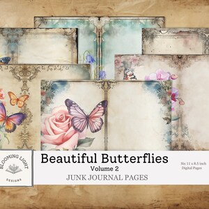 Beautiful Butterflies Junk Journal Paper Set Volume 2