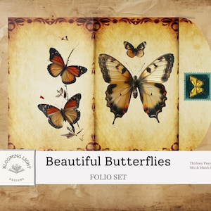 Beautiful Butterflies Junk Journal Folio Set