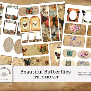 Beautiful Butterflies Junk Journal Ephemera Set