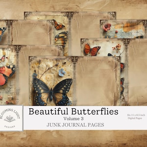 Beautiful Butterflies Junk Journal Paper Set Volume 3