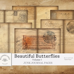 Beautiful Butterflies Junk Journal Paper Set Volume 1