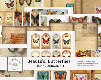 Beautiful Butterflies Junk Journal Kit