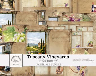 Tuscany Vineyards Junk Journal Paper Set Bundle