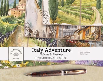 Italy Adventure Junk Journal Paper Set Volume 3: Tuscany
