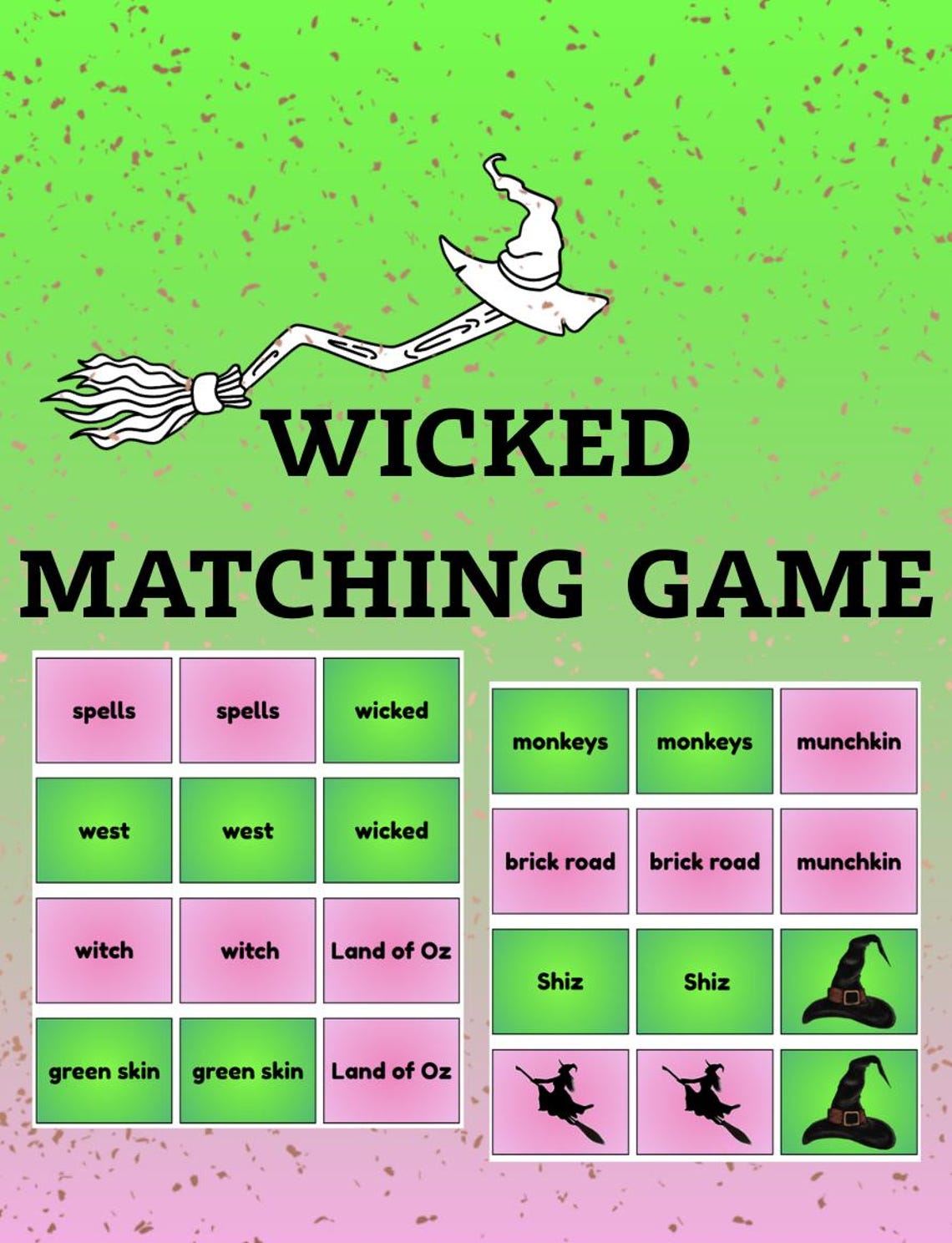 Printable Matching Card Game | Memory Game | Learning Game | Wicked ...