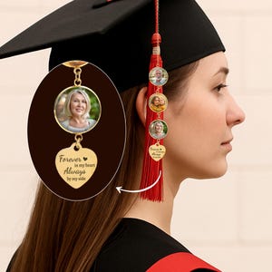 Graduation Tassel Charm with Angel Wings - Grad Cap Decoration, Graduation Memorial Tassel, Memorial Graduation Gift For Him