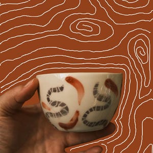 Handmade Ceramic With Mug Sgraffito Detail, Pottery Large Coffee Mug, Perfect Gift, Unique Snake Pattern, Handmade Clay Mugs