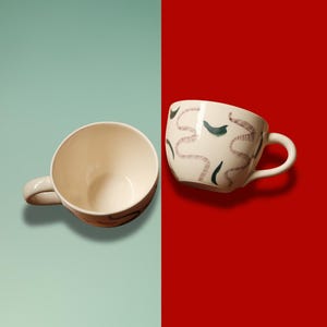 Handmade Ceramic With Mug Sgraffito Detail, Pottery Large Coffee Mug, Perfect Gift, Unique Snake Pattern, Handmade Clay Mugs