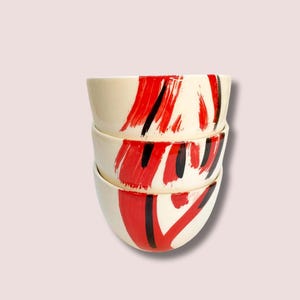 Set of 3 Handmade Ceramic With Mug Sgraffito Detail, Pottery Small Coffee Mug, Perfect Gift, Unique Snake Pattern, Handmade Clay Mugs
