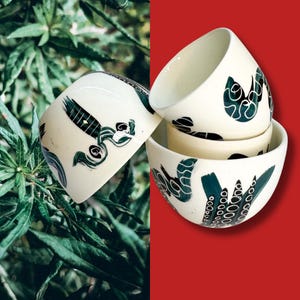 Set of 4 Handmade Ceramic With Mug Sgraffito Detail, Pottery Small Coffee Mug, Perfect Gift, Unique Snake Pattern, Handmade Clay Mugs