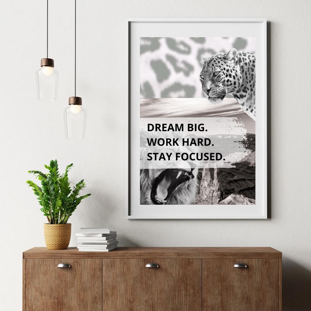 Dream Big – Motivational Black & White Wall Art - Etsy