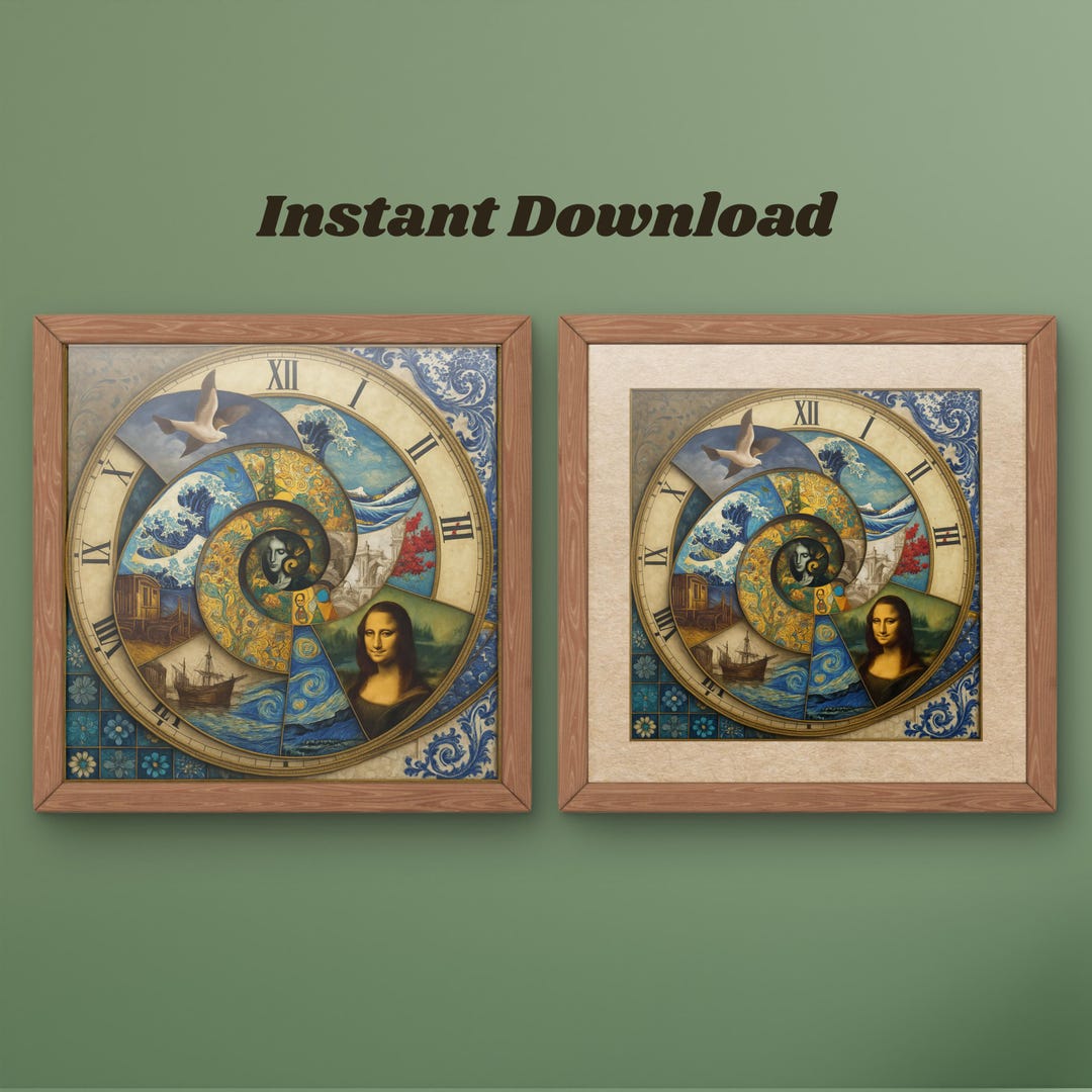 Surreal Spiral Clock Wall Art – Dreamy Fantasy Digital Download ...