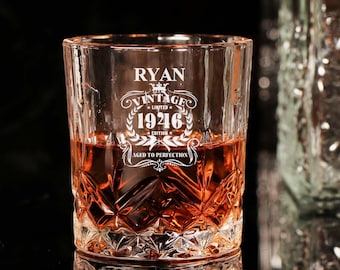 Engraved Whiskey Glass, Vintage 1946, Aged to Perfection, 80 Years Old, Cheers to 80th Birthday, Personalized Gift, Celebrate Your 80th Year