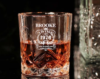 Personalized Aged To Perfection Glass Whiskey, Birthday Gift For Him, Husband Gift, Birthday Gift, Cheers To 50 Years, dad 50 Birthday Gift