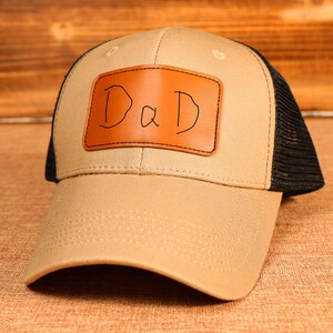 Custom Handwritten Note Hat, Custom Kid Writing Hat, Gift for Dad, Gift for Him, Handwritten Hat, Leather Patch Hat, Gift for Grandpa