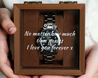 Custom Engraved Watch Box ,Personalized Watch Case,Customized watch storage jewelry box,Fathers Day Gift,Anniversary Birthday Gift for Men