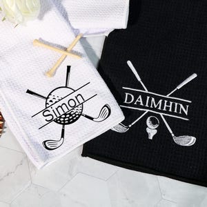 Asciugamano da golf personalizzato, asciugamano da golf con monogramma personalizzato, regalo per lui, regalo per il padre, logo dell'asciugamano da golf, regalo da golf, asciugamano da golf ricamato