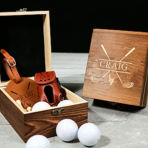 Set regalo da golf, set regalo da golf in pelle personalizzato per golfisti, torre porta palline da golf, porta tee da golf, regali da golf per la festa del papà per uomo