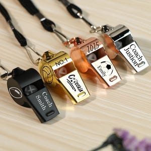 Personalised Whistle personalized Sports Whistle Necklace Personalized Coach and Teacher gift Rope Rugby Football Engraved Whistle Custom