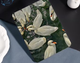 Graceful Swans Kindle Case10 11 12th Gen Cover 2024,6" Paperwhite 6.8" 7",Colorsoft Strap Case forPW 5/6/7,Protective Case,AutoWake/Sleep