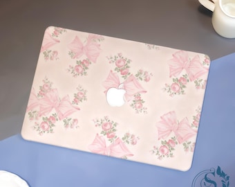 Bows Flowers MacBook Case, MacBook Pro16/15/14/13,2026 M5, Air 15/14/13/11 New M4, Ret 15/13 Frosted Surface Protect Cover,Neo A18
