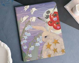 Surreal Rabbit Feast Book & Flip Case Cover For iPad A16-11" 2025, iPad Air 6/7-13'' 11'', iPad Pro 12.9''11'' 2021/2022,iPad mini5 6 7