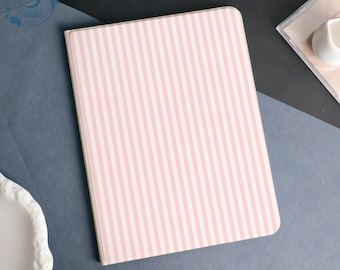 Pink Striped Book & Flip Case Cover For iPad A16-11" 2025, iPad Air 6/7-13'' 11'', iPad Pro 12.9'' 11'' 2021/2022, iPad mini5 6 7