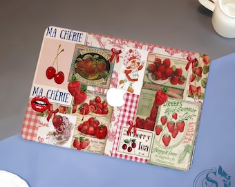 Vintage Berry Collage  New MacBook Case, MacBook Pro16/15/14/13,2026 M5, Air 15/14/13/11 2025 M4, Ret 15/13 Frosted Surface Protect Cover