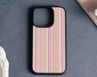 Pastel Stripe Minimalist For iPhone17/16/15/14/13/12/11 MA Mini/ProMax, SE2020, 7/8Plus,XSMax,aluminum Protective Coverwith subtle shimmer
