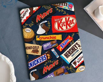 Candy Bar Collage Book & Flip Case Cover For iPad A16-11" 2025, iPad Air 6/7-13'' 11'', iPad Pro 12.9''11'' 2021/2022,iPad mini5 6 7