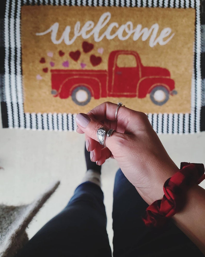 Jersey Knit The Skinny Scrunchie Hippie Red /& Black Buffalo Check Yoga